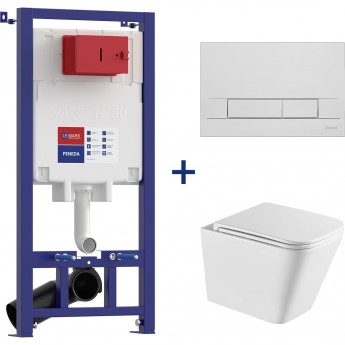 Сет: Инсталляция LEMARK PENEDA + кнопка смыва BIT хром глянец + унитаз FLOREX белый глянец